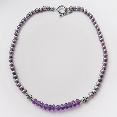 Amethyst pearl necklace strand